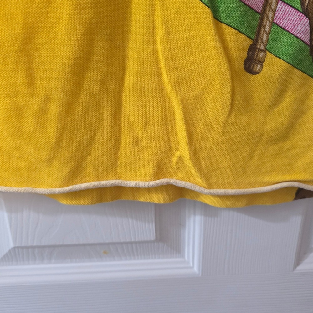 Ralph Lauren The Skinny Polo Yellow Equestrian Stirrup Print Shirt Womens M - Picture 7 of 8